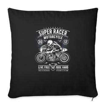 Super Racer Motorcycle live free ride hard - Sofa pillowcase 17,3'' x 17,3'' (45 x 45 cm) - black - Front