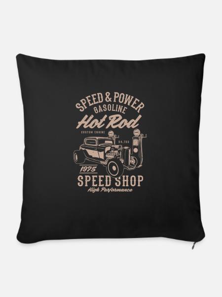 Speed & Power Hotrod Gasoline Speed Shop - Sofakissenbezug 45 x 45 cm - Schwarz