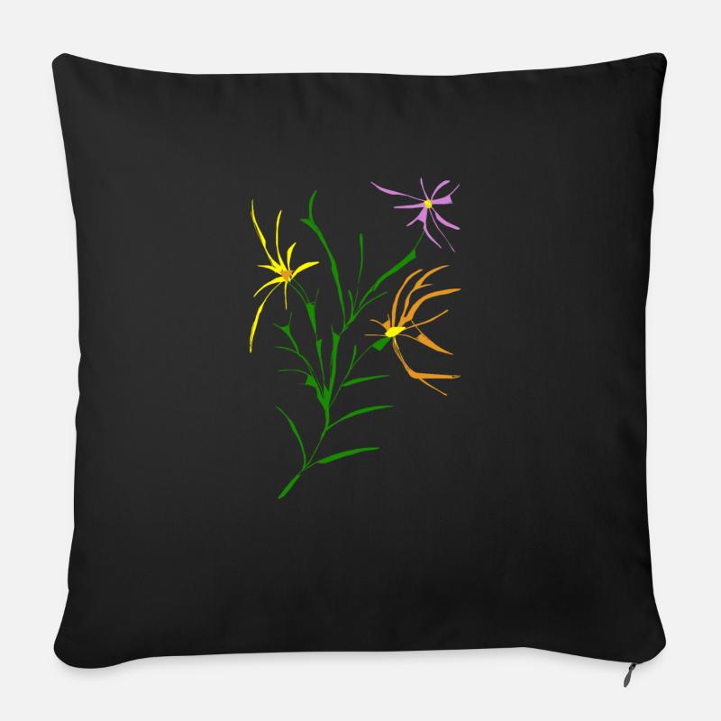 Blumen - Sofakissenbezug 45 x 45 cm - Schwarz