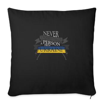 Ukraine - Housse de coussin décorative 45 x 45 cm - noir - Devant