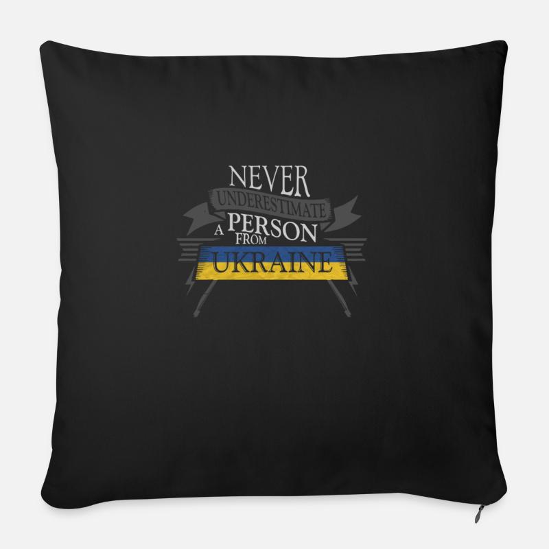 Ukraine - Housse de coussin décorative 45 x 45 cm - noir