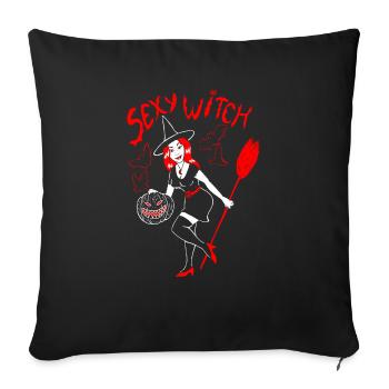 sexy witch nb - Housse de coussin décorative 45 x 45 cm - noir - Devant