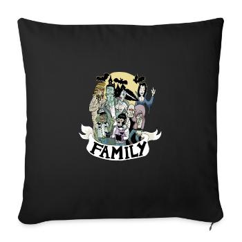 family_monster - Housse de coussin décorative 45 x 45 cm - noir - Devant