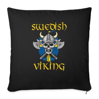 Suède Vikings hache bouclier tête de mort cadeau - Housse de coussin décorative 45 x 45 cm - noir - Devant