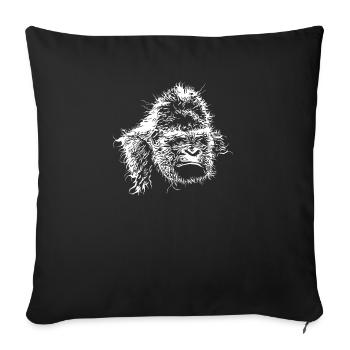 Gorilla head, Monkey, monkey head, great ape, gift - Sofa pillowcase 17,3'' x 17,3'' (45 x 45 cm) - black - Front