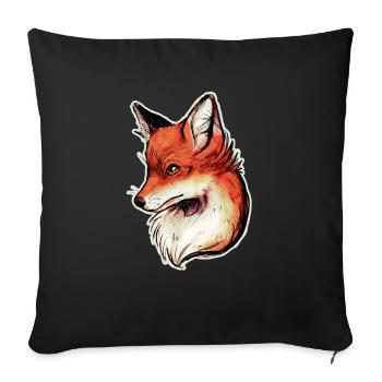 Fox head drawing art Fox - Sofa pillowcase 17,3'' x 17,3'' (45 x 45 cm) - black - Front