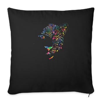 Multicolour leopard - Sofa pillowcase 17,3'' x 17,3'' (45 x 45 cm) - black - Front