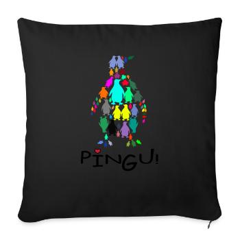 Pinguine im Pinguin - Sofakissenbezug 45 x 45 cm - Schwarz - Vorne