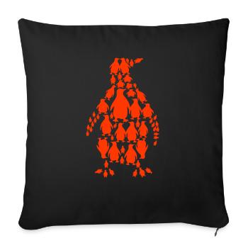 Pinguine im Pinguin - Sofakissenbezug 45 x 45 cm - Schwarz - Vorne