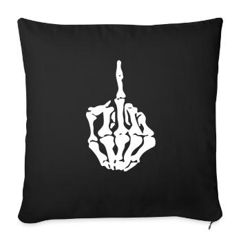 F*** Y**! Doigt d'honneur squelette - Housse de coussin décorative 45 x 45 cm - noir - Devant