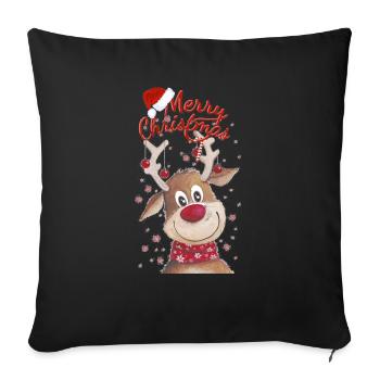 renne de Noël - Housse de coussin décorative 45 x 45 cm - noir - Devant