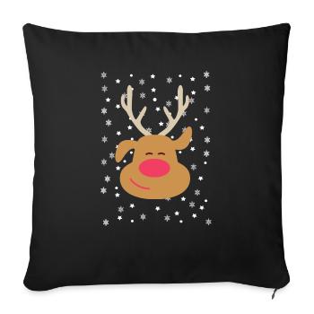 Weihnachten Rudolf Christmas Rudolph red nose xmas - Sofakissenbezug 45 x 45 cm - Schwarz - Vorne