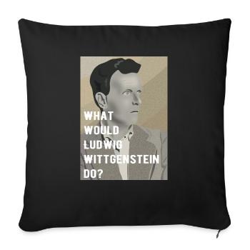 What would Ludwig Wittgenstein do portrait - Sofa pillowcase 17,3'' x 17,3'' (45 x 45 cm) - black - Front