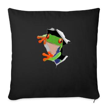 Grenouille grenouille. Popping coloré coloré. dehors - Housse de coussin décorative 45 x 45 cm - noir - Devant