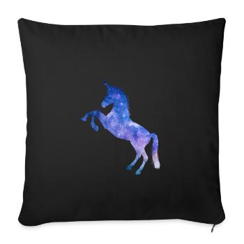 Licorne d’espace de galaxie - Housse de coussin décorative 45 x 45 cm - noir - Devant