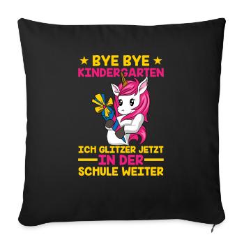 EINHORN SCHULE by The Manzanita´s - Sofakissenbezug 45 x 45 cm - Schwarz - Vorne