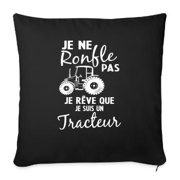 Homme Drôle Cadeau Agriculteur Tracteur Humour - Housse de coussin décorative 45 x 45 cm - noir - Devant