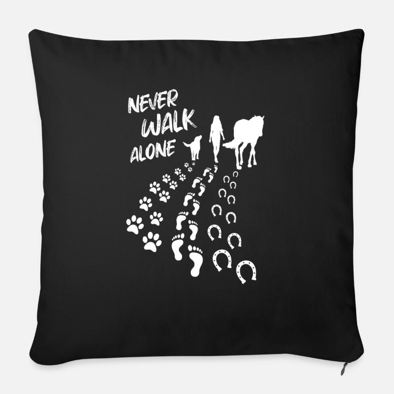 Never Walk Alone Pferd & Hund - Sofakissenbezug 45 x 45 cm - Schwarz