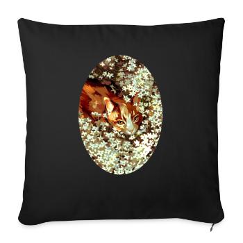 Spottedleaf Katze Tüpfelblatt Heiler Blumen Wiese - Sofakissenbezug 45 x 45 cm - Schwarz - Vorne