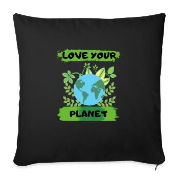 Love the Planet Environmental Protection Nature Lovers - Sofa pillowcase 17,3'' x 17,3'' (45 x 45 cm) - black - Front