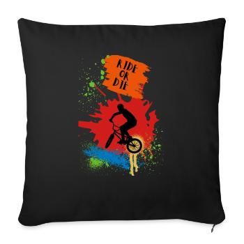 BMX love. Cycling BMX or the extreme sport - Sofa pillowcase 17,3'' x 17,3'' (45 x 45 cm) - black - Front