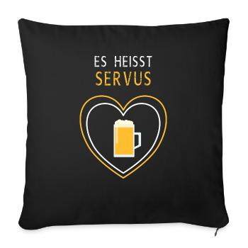 Es heisst Servus Bier - Sofakissenbezug 45 x 45 cm - Schwarz - Vorne