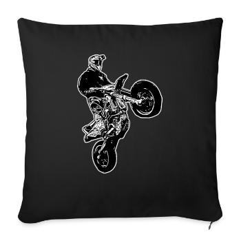 Supermoto / Supermotard / Supermoto Wheelie Biker - Sofa pillowcase 17,3'' x 17,3'' (45 x 45 cm) - black - Front