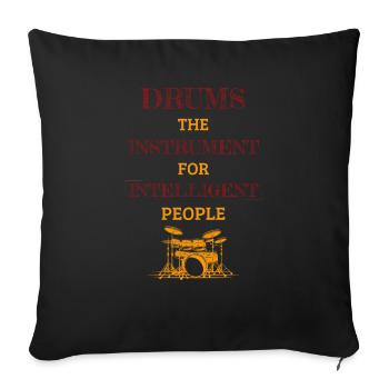 Drums Instrument For Intelligent People Retro Red - Sofa pillowcase 17,3'' x 17,3'' (45 x 45 cm) - black - Front