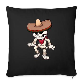 Dancing Mexican Skeleton - Sofa pillowcase 17,3'' x 17,3'' (45 x 45 cm) - black - Front