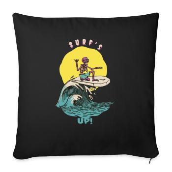 Surf’s Up! Drôle de surfeur rétro - Housse de coussin décorative 45 x 45 cm - noir - Devant