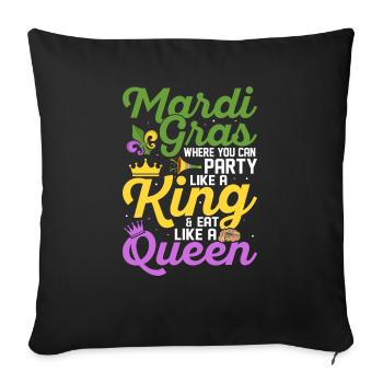 Mardi Gras Where You Can Party Like A King Party - Sofa pillowcase 17,3'' x 17,3'' (45 x 45 cm) - black - Front