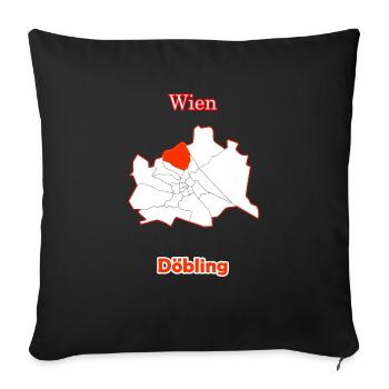 Bezirke Döbling Karte mit Wien Stadtkarte - Sofakissenbezug 45 x 45 cm - Schwarz - Vorne