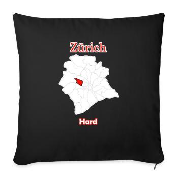 Bezirke Hard Karte mit Zürich Stadtkarte - Sofakissenbezug 45 x 45 cm - Schwarz - Vorne