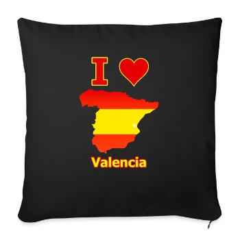 Spanienkarte mit der Stadt Valencia Flagge Karte - Sofakissenbezug 45 x 45 cm - Schwarz - Vorne