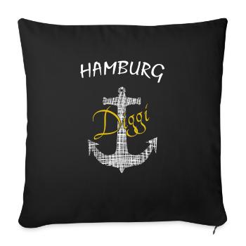 Hamburg Diggi - Sofakissenbezug 45 x 45 cm - Schwarz - Vorne
