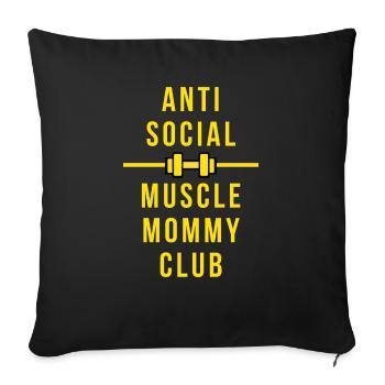 Anti Social Muscle Mommy Club - Housse de coussin décorative 45 x 45 cm - noir - Devant