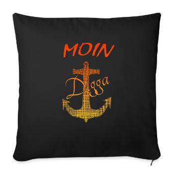 Moin moin - Sofakissenbezug 45 x 45 cm - Schwarz - Vorne