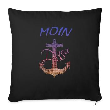 Moin Digga Hamburg - Sofakissenbezug 45 x 45 cm - Schwarz - Vorne