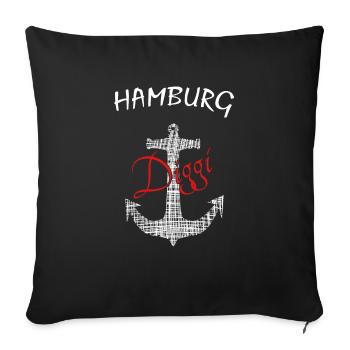 Diggi, Hamburg - Sofakissenbezug 45 x 45 cm - Schwarz - Vorne