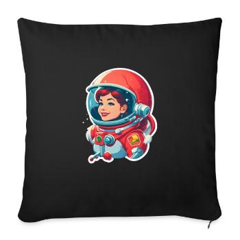 Astronaute de l’espace leader de la branche rouge - Housse de coussin décorative 45 x 45 cm - noir - Devant
