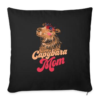Capybara Mom Capibara Owner Rodent Mammal - Sofa pillowcase 17,3'' x 17,3'' (45 x 45 cm) - black - Front