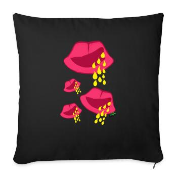 Yamirka lips - Sofa pillowcase 17,3'' x 17,3'' (45 x 45 cm) - black - Front