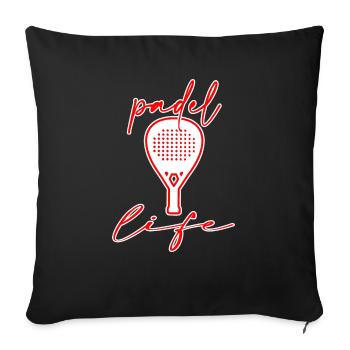 Padel Padel tennis Padel fashion PADEL-life - Sofa pillowcase 17,3'' x 17,3'' (45 x 45 cm) - black - Front