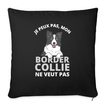 Mon Border collie ne veut pas 2 - Housse de coussin décorative 45 x 45 cm - noir - Devant