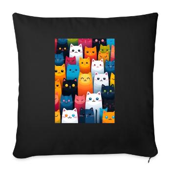 cat pattern - Housse de coussin décorative 45 x 45 cm - noir - Devant