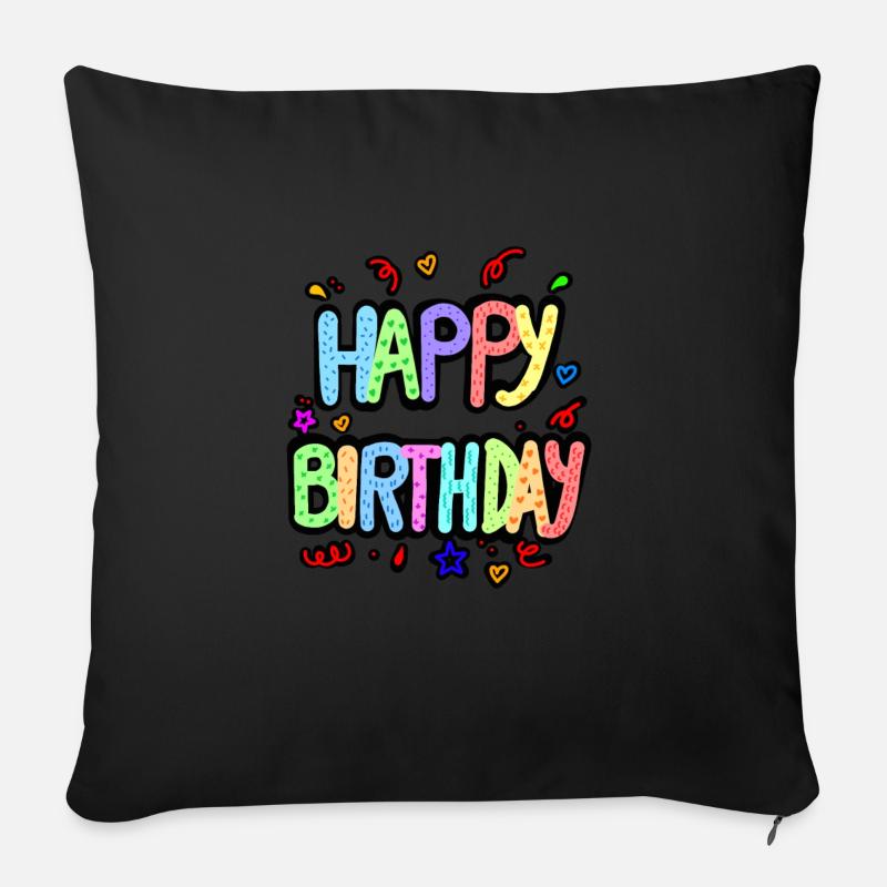 ALLES GUTE ZUM GEBURTSTAG - Sofakissenbezug 45 x 45 cm - Schwarz