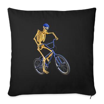 Grim Reaper vélo freestyle - Housse de coussin décorative 45 x 45 cm - noir - Devant