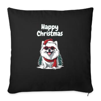 Motif de Noël de Poméranie blanche - Housse de coussin décorative 45 x 45 cm - noir - Devant