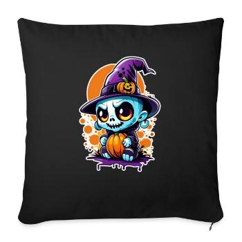 halloween - monstre avec chapeau de sorciere - Housse de coussin décorative 45 x 45 cm - noir - Devant