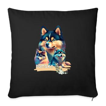 Pomsky Motivauf Bekleidung und Accessoires - Sofakissenbezug 45 x 45 cm - Schwarz - Vorne
